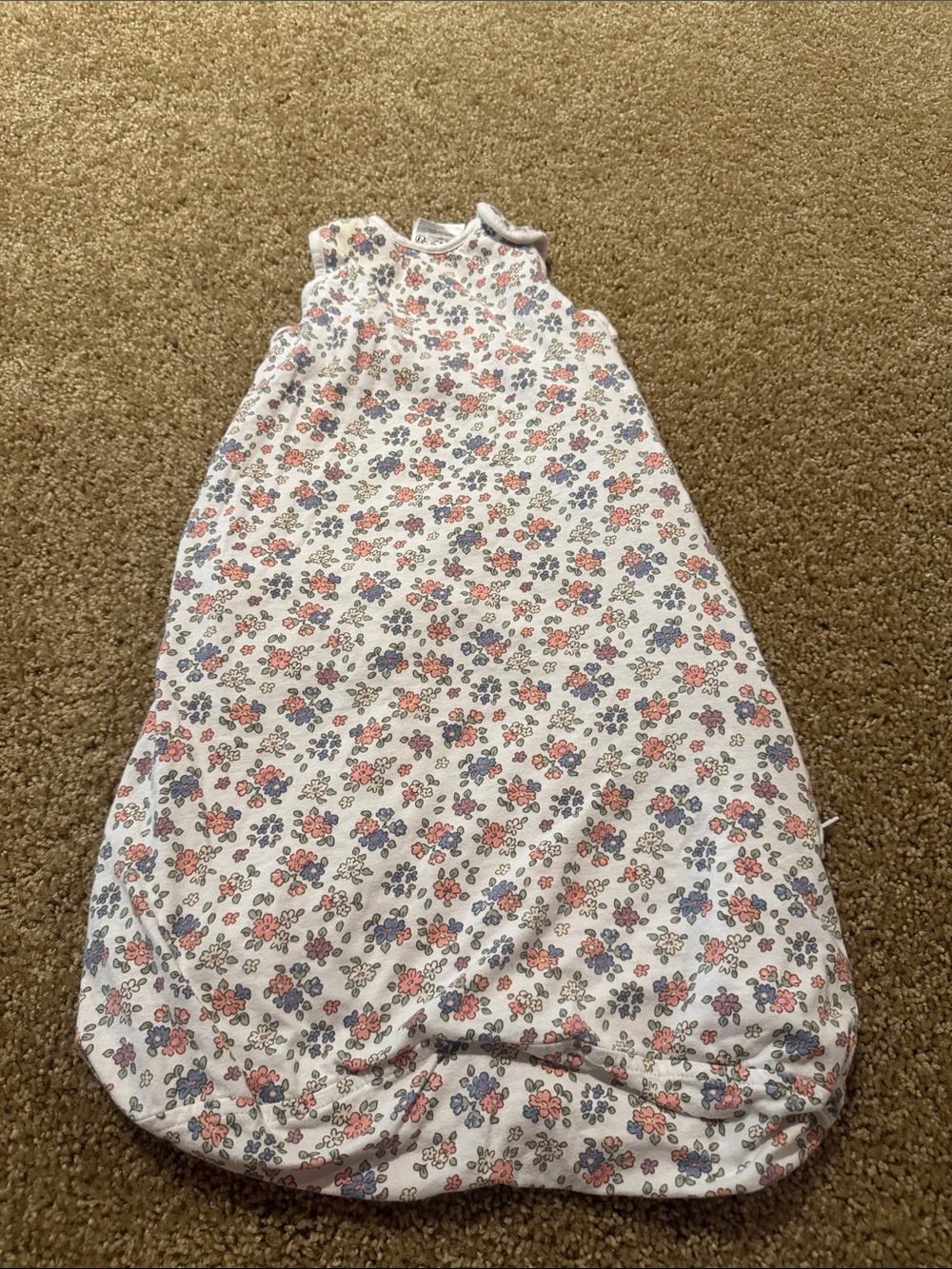 H&M White Floral Sleeveless Sleep Sack with Pink & Blue Flowers